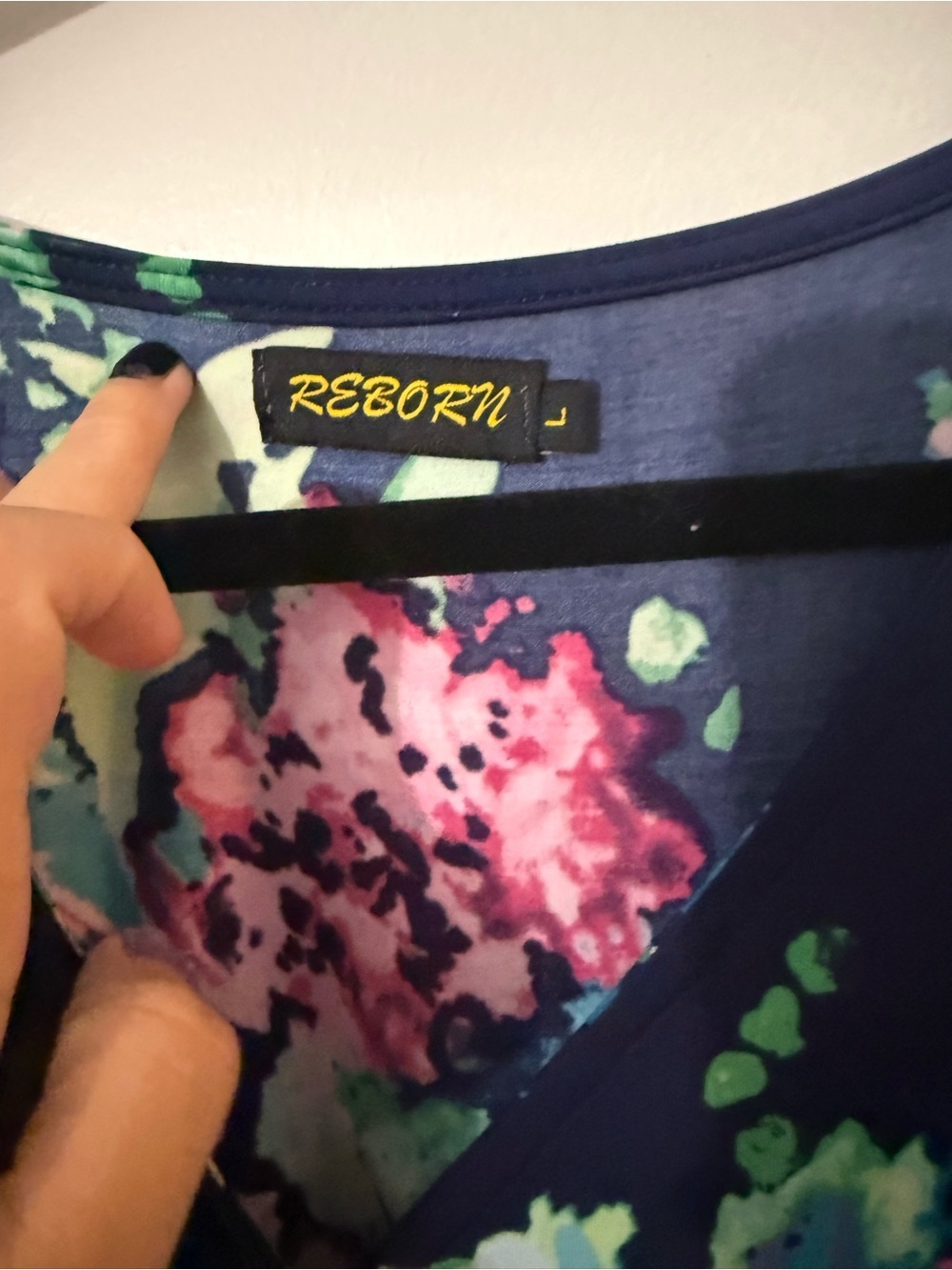 Reborn Floral Navy Fit-and-Flare Dress with Pink & Teal Accents - Picture 3 of 3